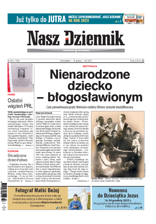 Nasz Dziennik z dnia 19.12.2022 wydanie PDF