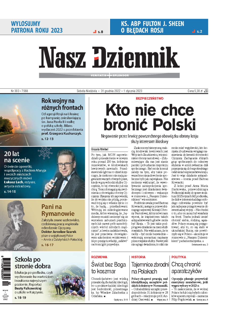Nasz Dziennik z dnia 31.12.2022 wydanie PDF
