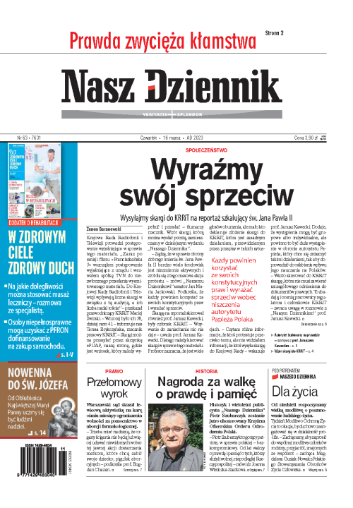 Nasz Dziennik z dnia 16.03.2023 wydanie PDF