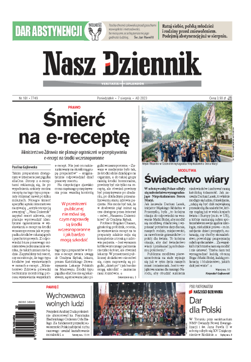 Nasz Dziennik z dnia 07.08.2023 wydanie PDF