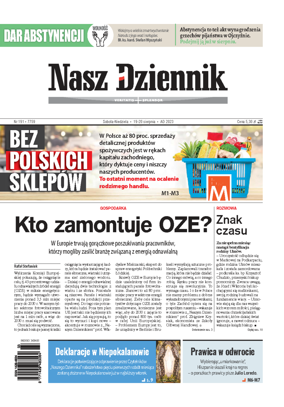 Nasz Dziennik z dnia 19.08.2023 wydanie PDF