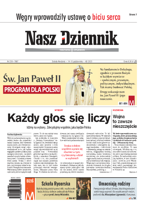 Nasz Dziennik z dnia 14.10.2023 wydanie PDF