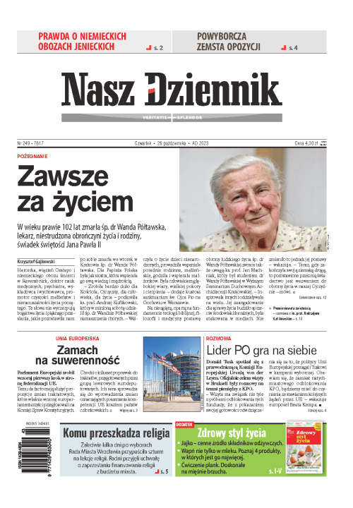 Nasz Dziennik z dnia 26.10.2023 wydanie PDF