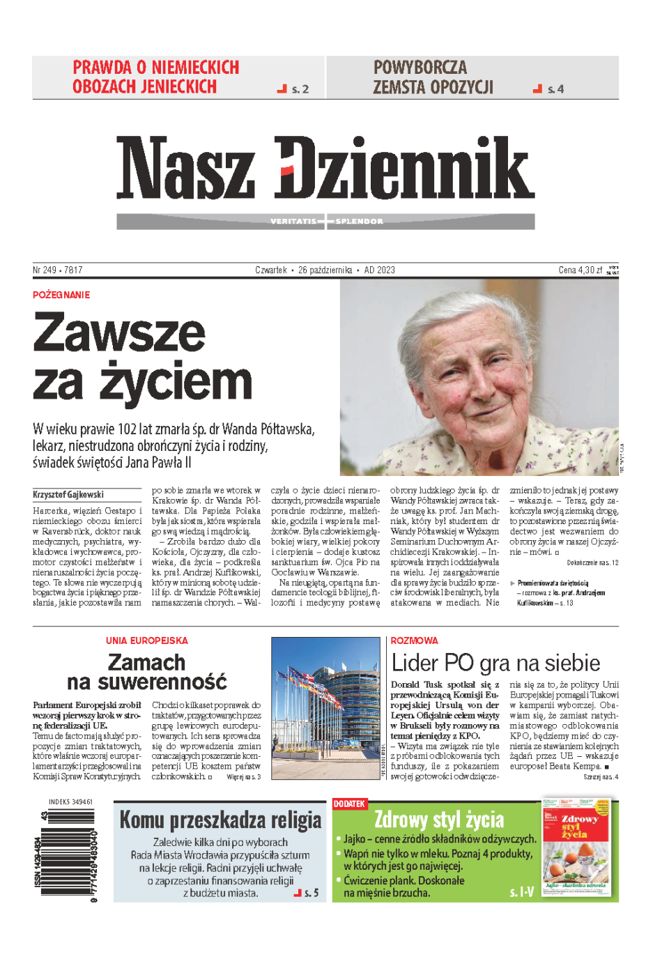 Nasz Dziennik z dnia 26.10.2023 wydanie PDF