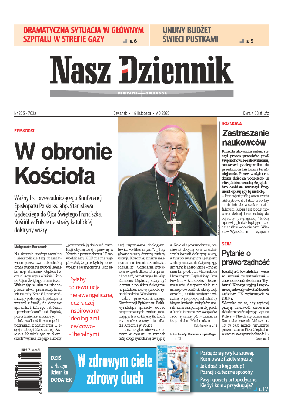 Nasz Dziennik z dnia 16.11.2023 wydanie PDF