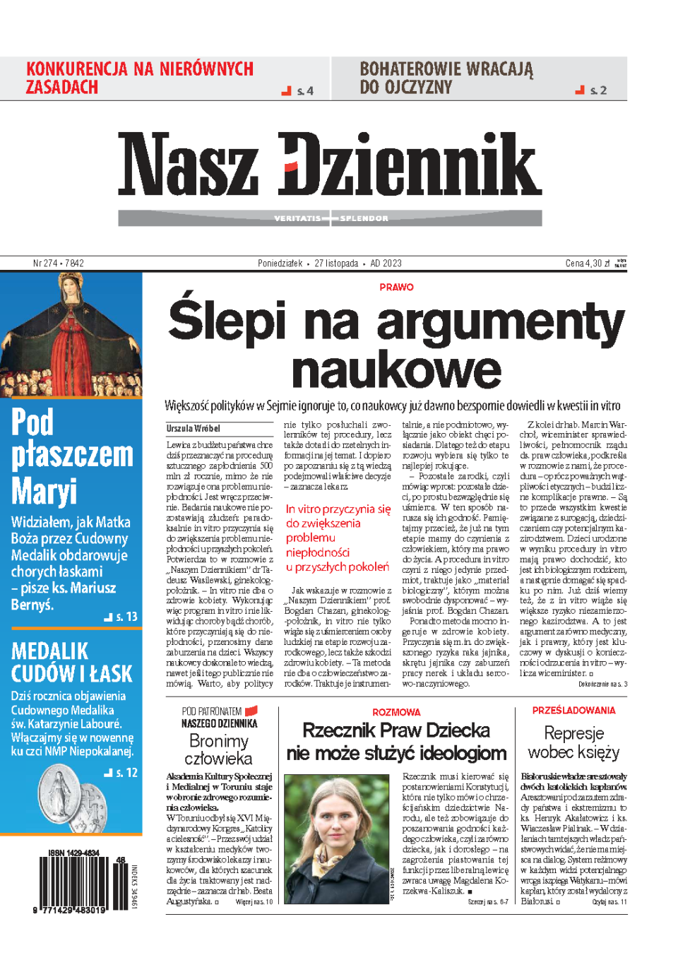 Nasz Dziennik z dnia 27.11.2023 wydanie PDF