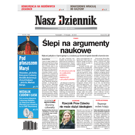 Nasz Dziennik z dnia 27.11.2023 wydanie PDF