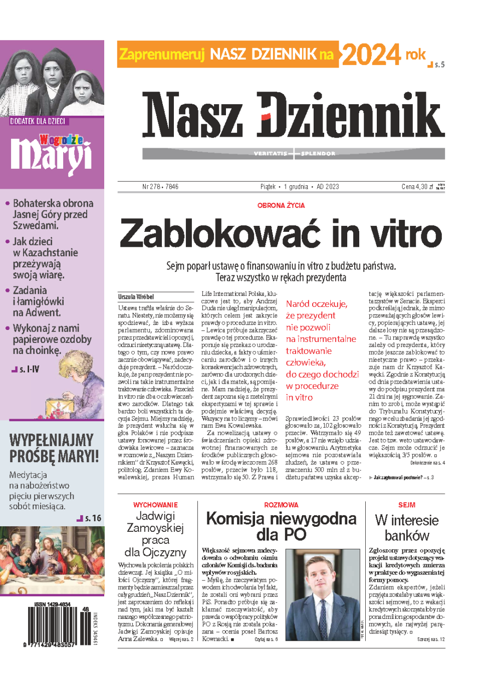 Nasz Dziennik z dnia 01.12.2023 wydanie PDF