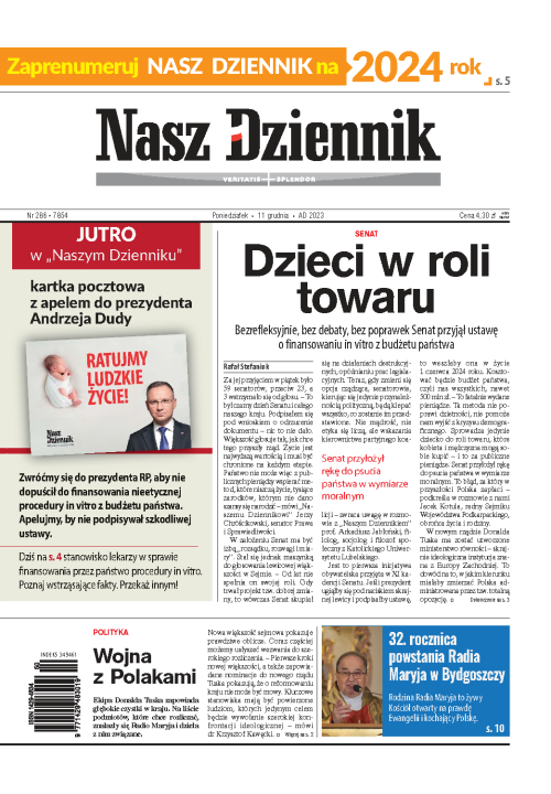 Nasz Dziennik z dnia 11.12.2023 wydanie PDF