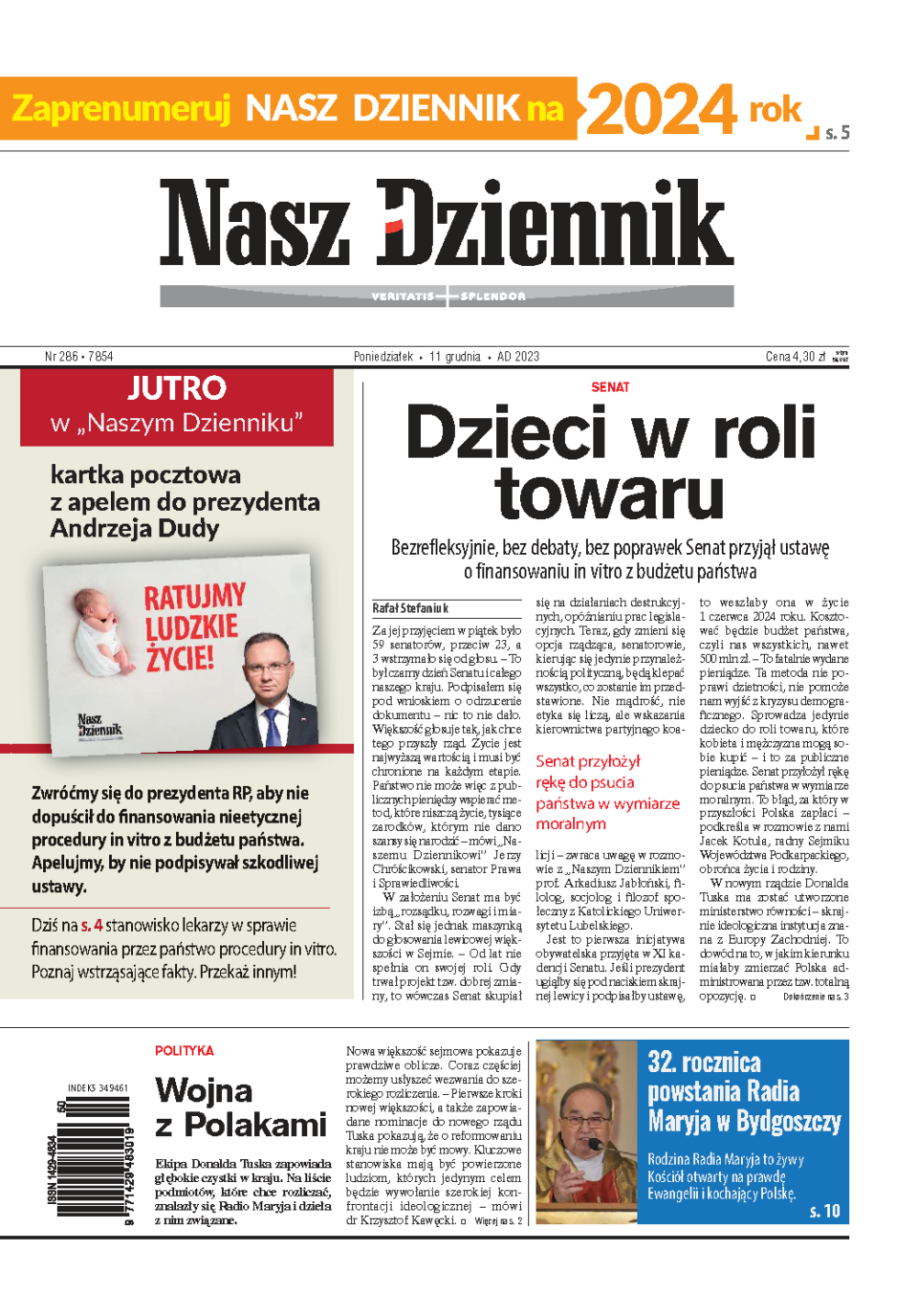 Nasz Dziennik z dnia 11.12.2023 wydanie PDF
