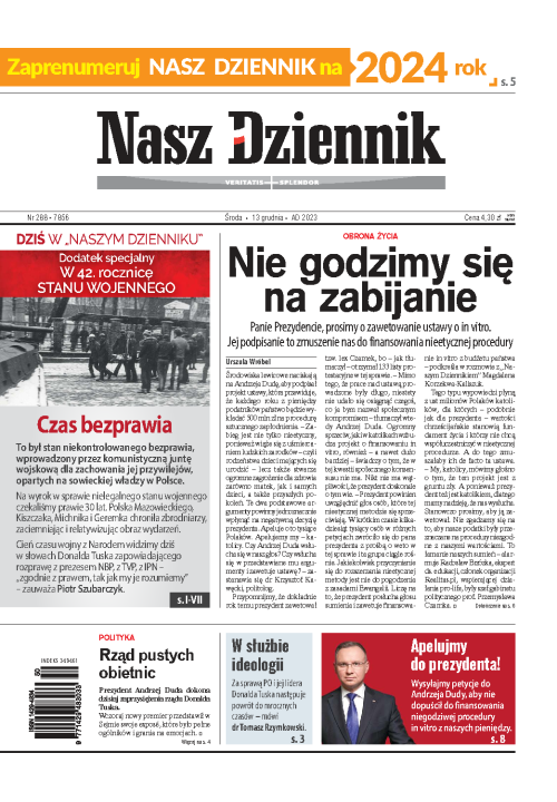 Nasz Dziennik z dnia 13.12.2023 wydanie PDF