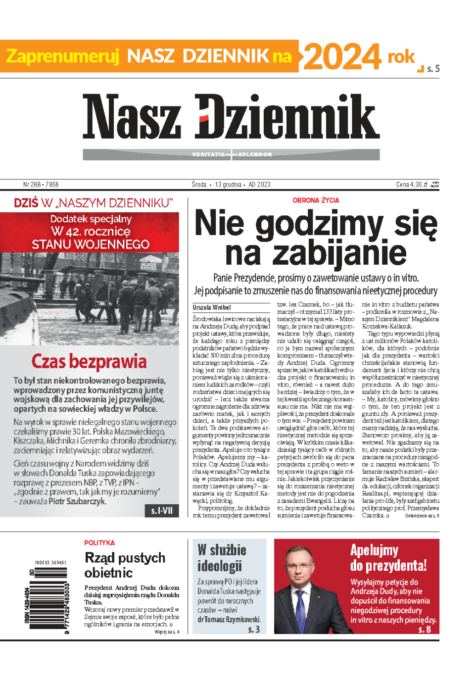 Nasz Dziennik z dnia 13.12.2023 wydanie PDF