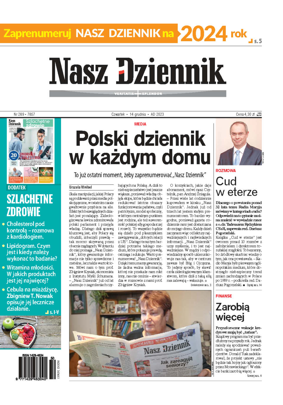 Nasz Dziennik z dnia 14.12.2023 wydanie PDF