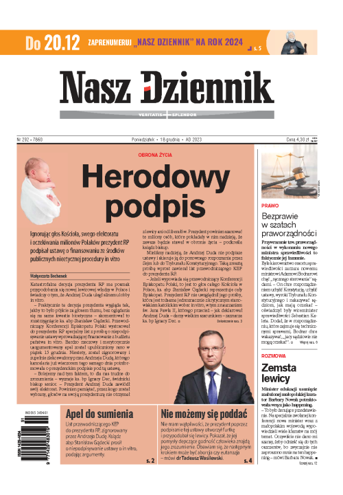 Nasz Dziennik z dnia 18.12.2023 wydanie PDF