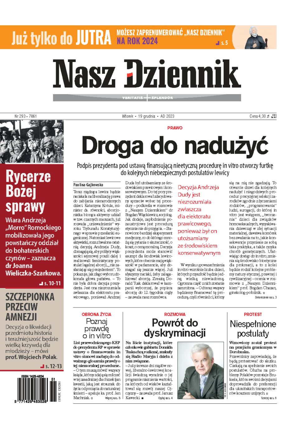 Nasz Dziennik z dnia 19.12.2023 wydanie PDF