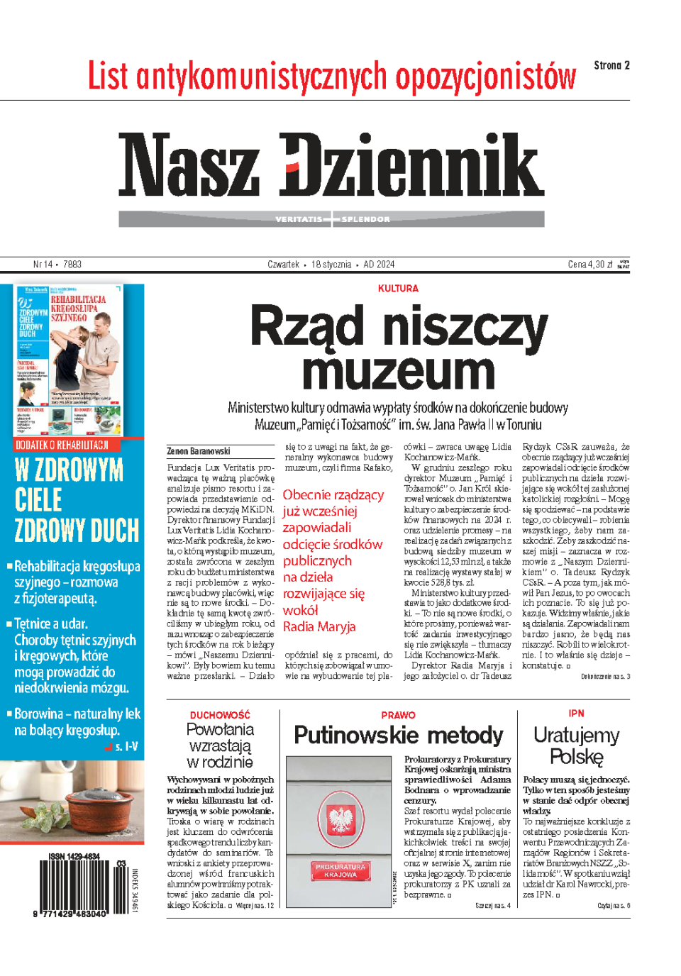 Nasz Dziennik z dnia 18.01.2024 wydanie PDF