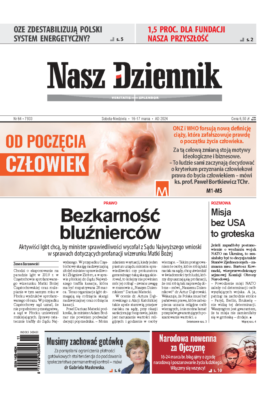 Nasz Dziennik z dnia 16.03.2024 wydanie PDF
