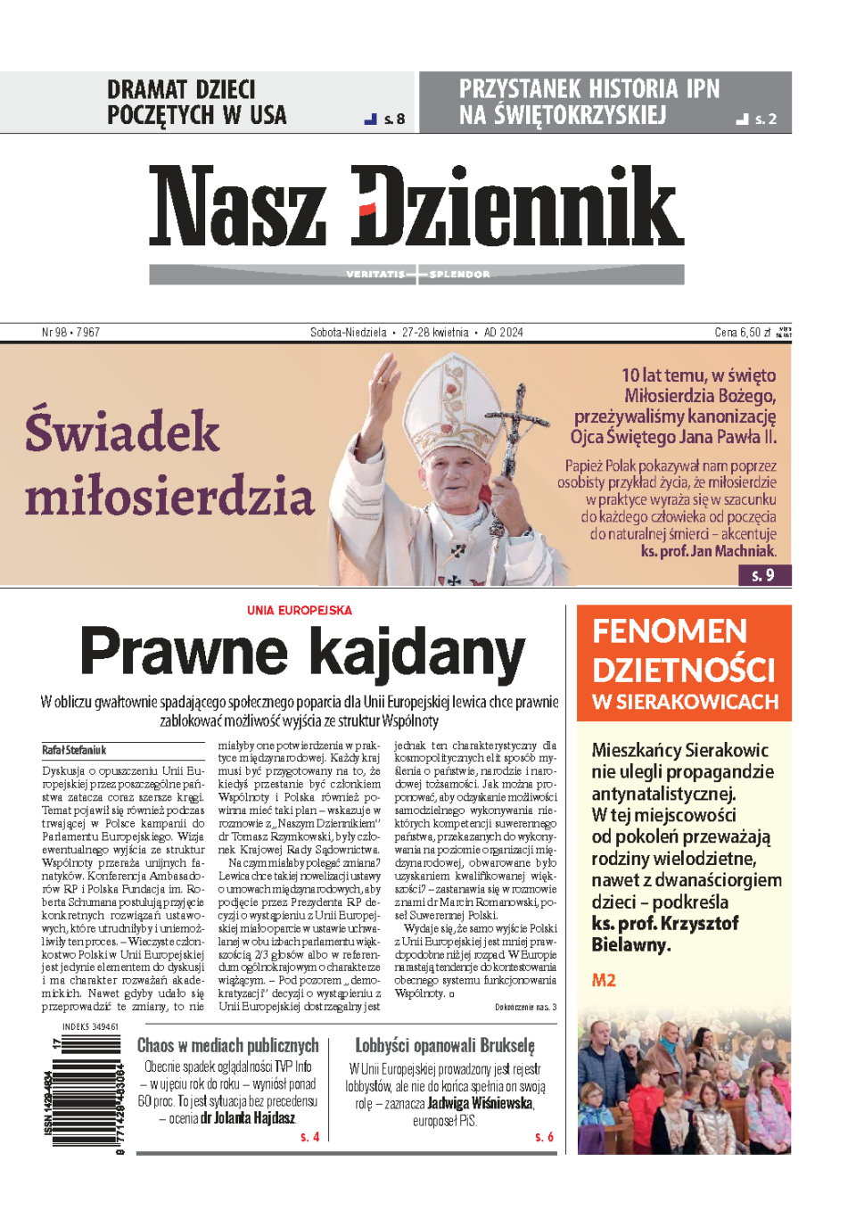 Nasz Dziennik z dnia 27.04.2024 wydanie PDF