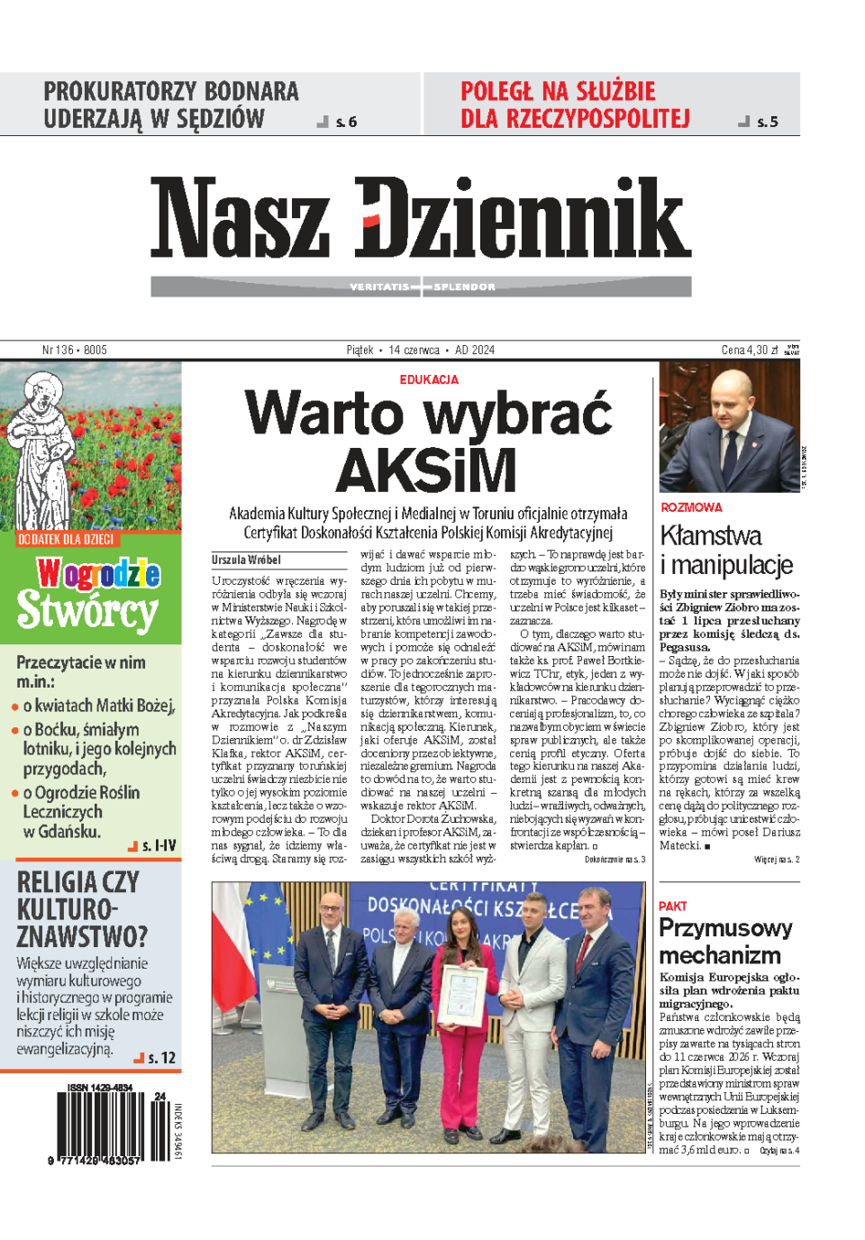 Nasz Dziennik z dnia 14.06.2024 wydanie PDF