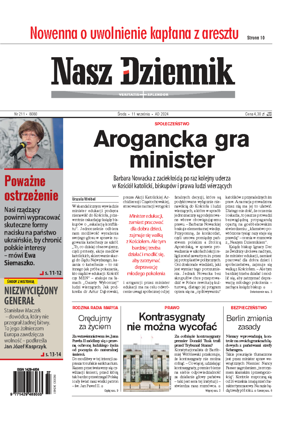 Nasz Dziennik z dnia 11.09.2024 wydanie PDF