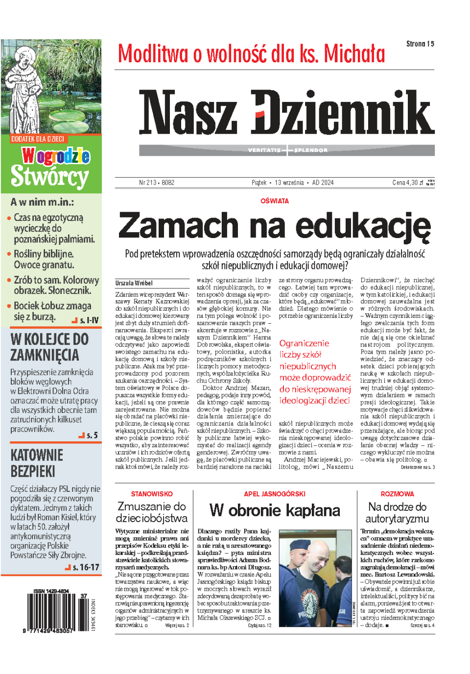 Nasz Dziennik z dnia 13.09.2024 wydanie PDF