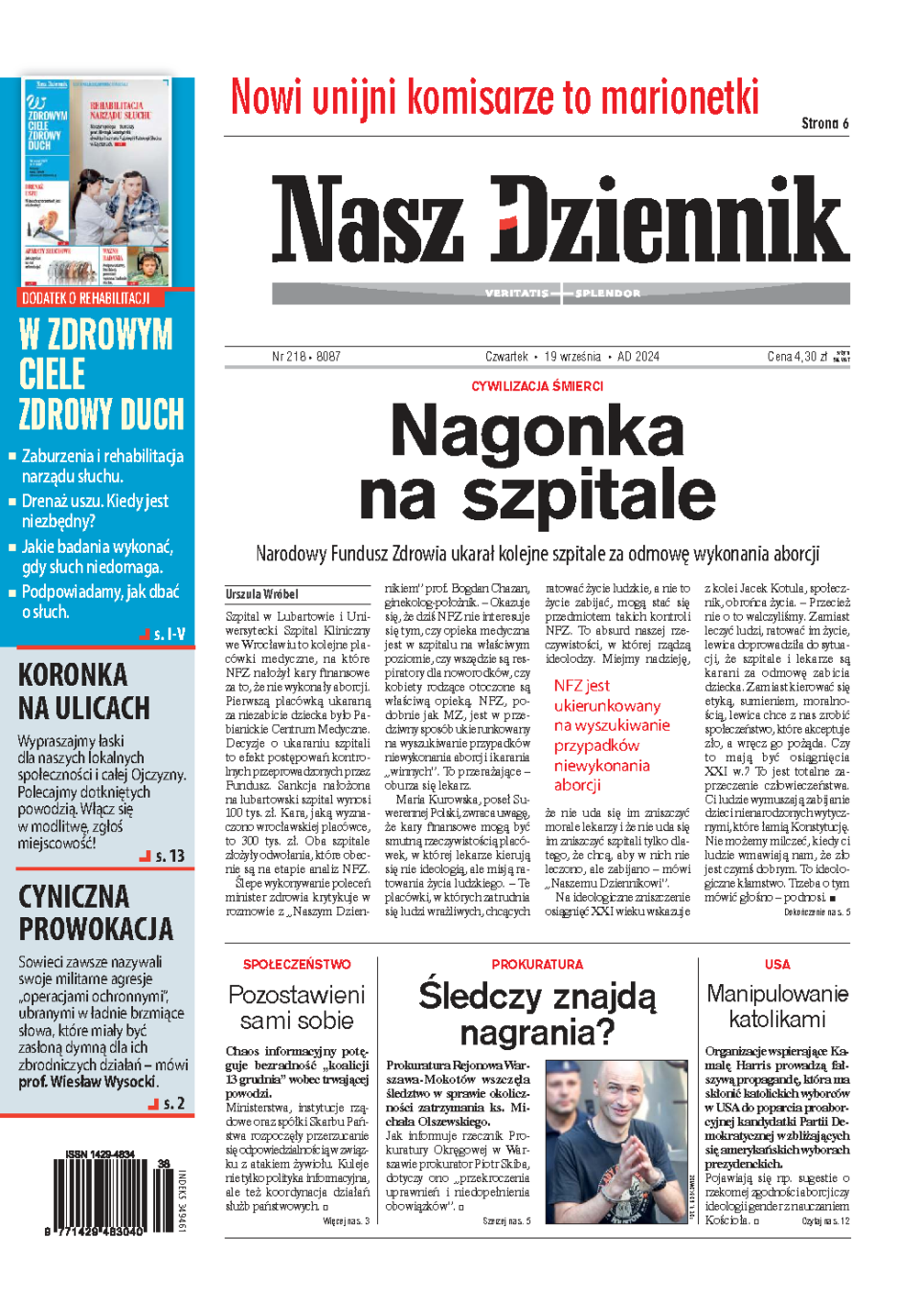Nasz Dziennik z dnia 19.09.2024 wydanie PDF