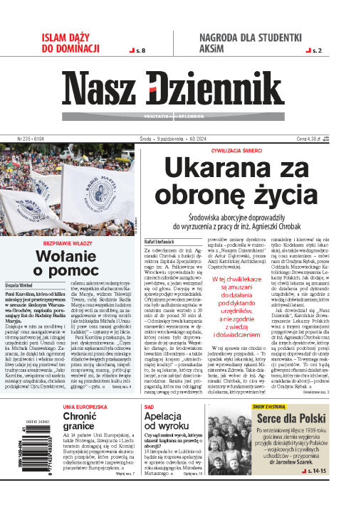 Nasz Dziennik z dnia 09.10.2024 wydanie PDF