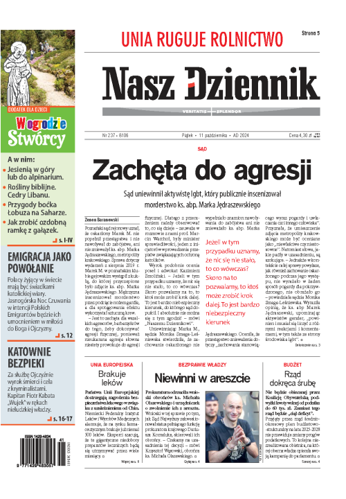 Nasz Dziennik z dnia 11.10.2024 wydanie PDF