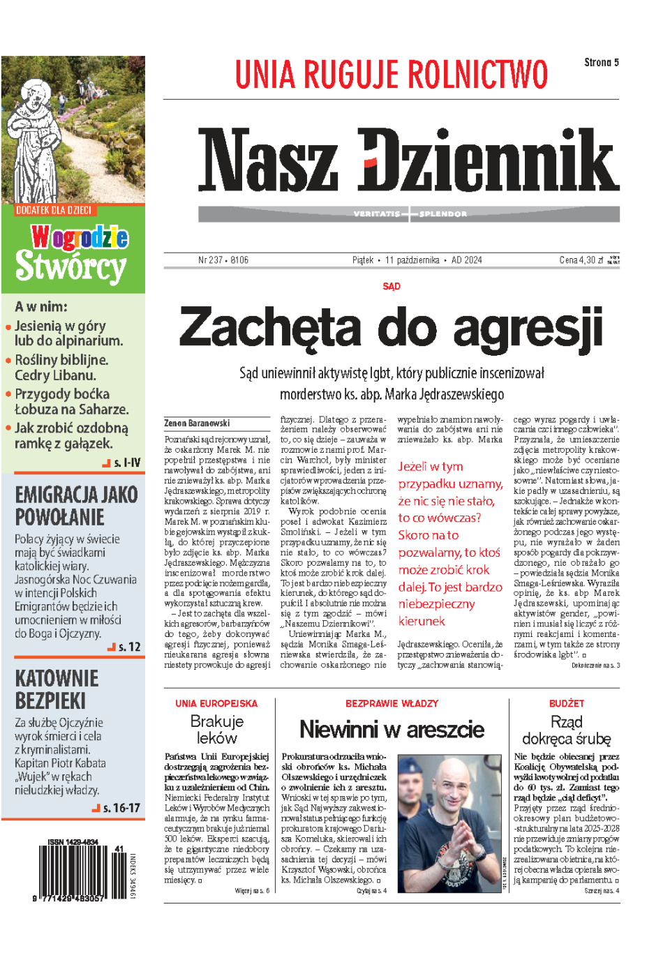 Nasz Dziennik z dnia 11.10.2024 wydanie PDF