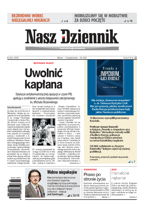 Nasz Dziennik z dnia 15.10.2024 wydanie PDF