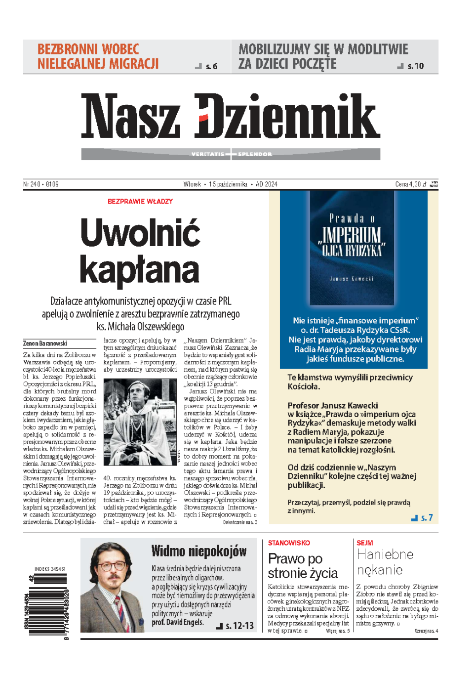 Nasz Dziennik z dnia 15.10.2024 wydanie PDF