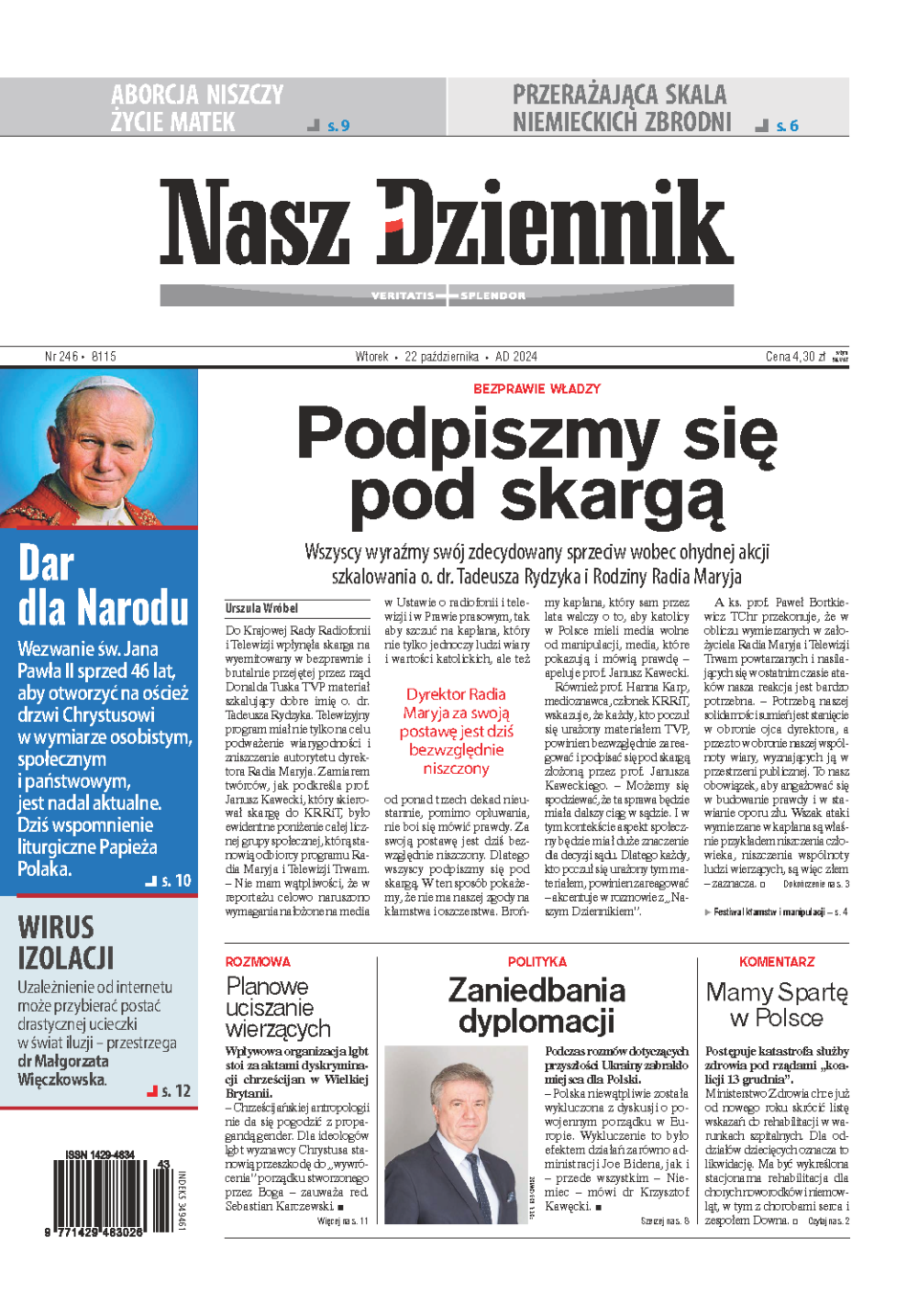 Nasz Dziennik z dnia 22.10.2024 wydanie PDF