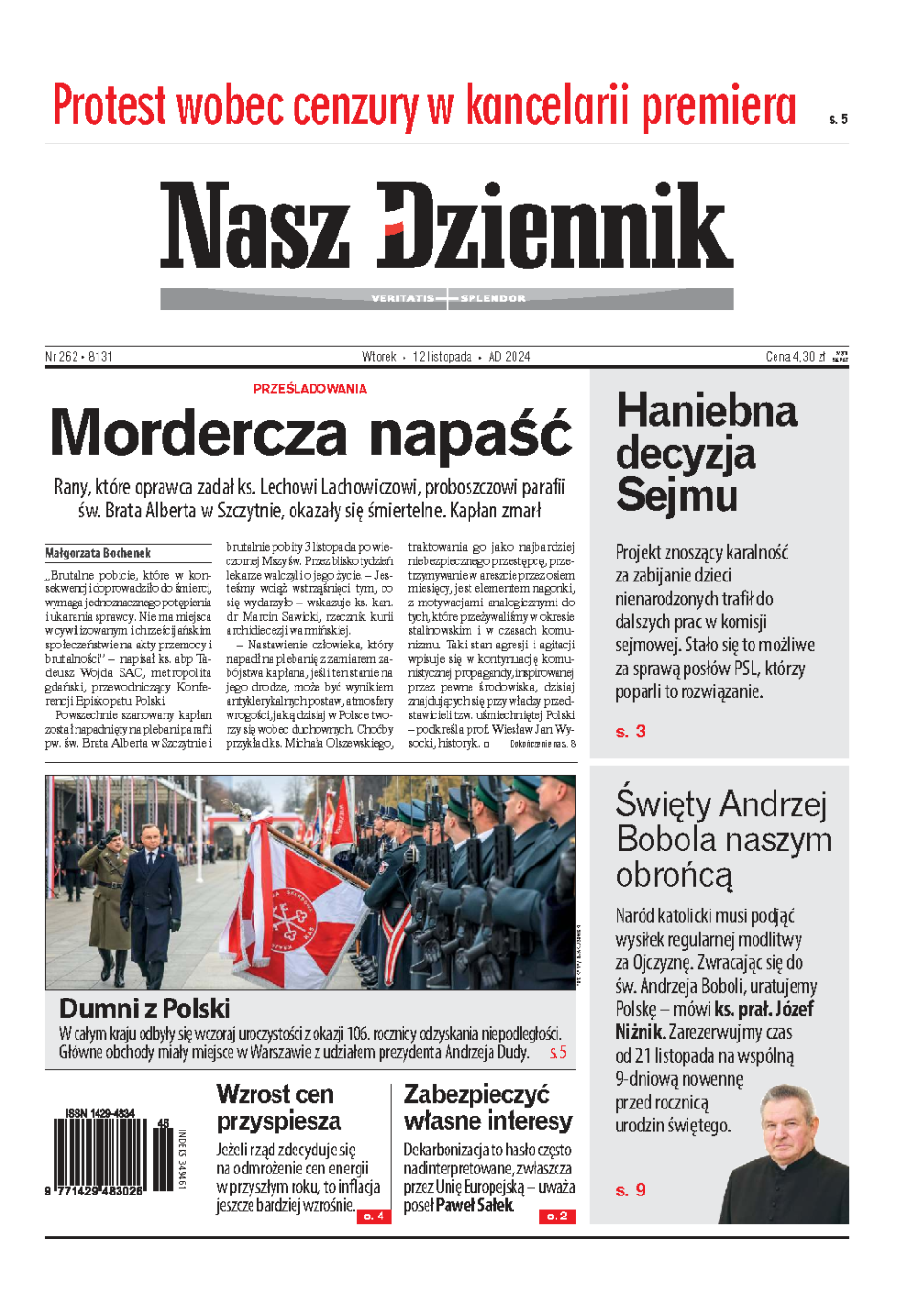 Nasz Dziennik z dnia 12.11.2024 wydanie PDF