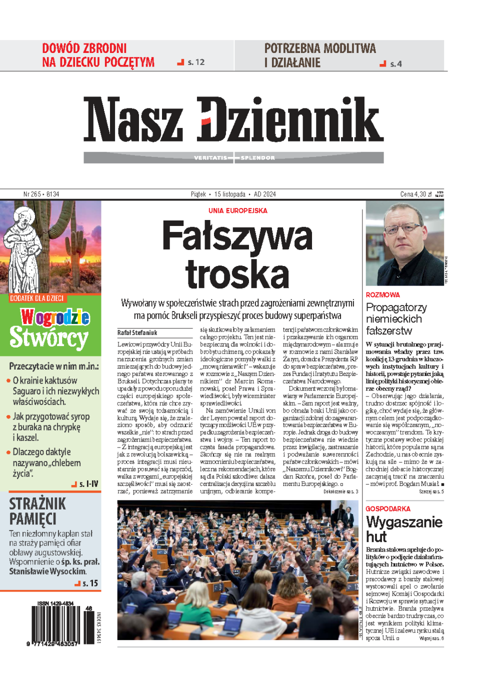Nasz Dziennik z dnia 15.11.2024 wydanie PDF