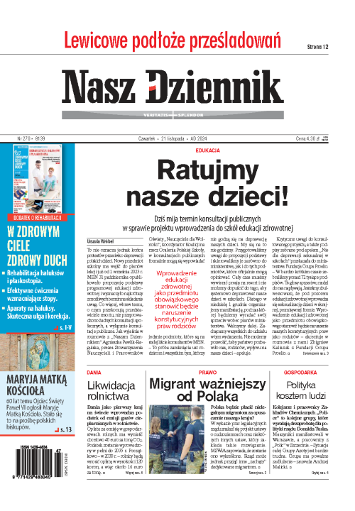 Nasz Dziennik z dnia 21.11.2024 wydanie PDF
