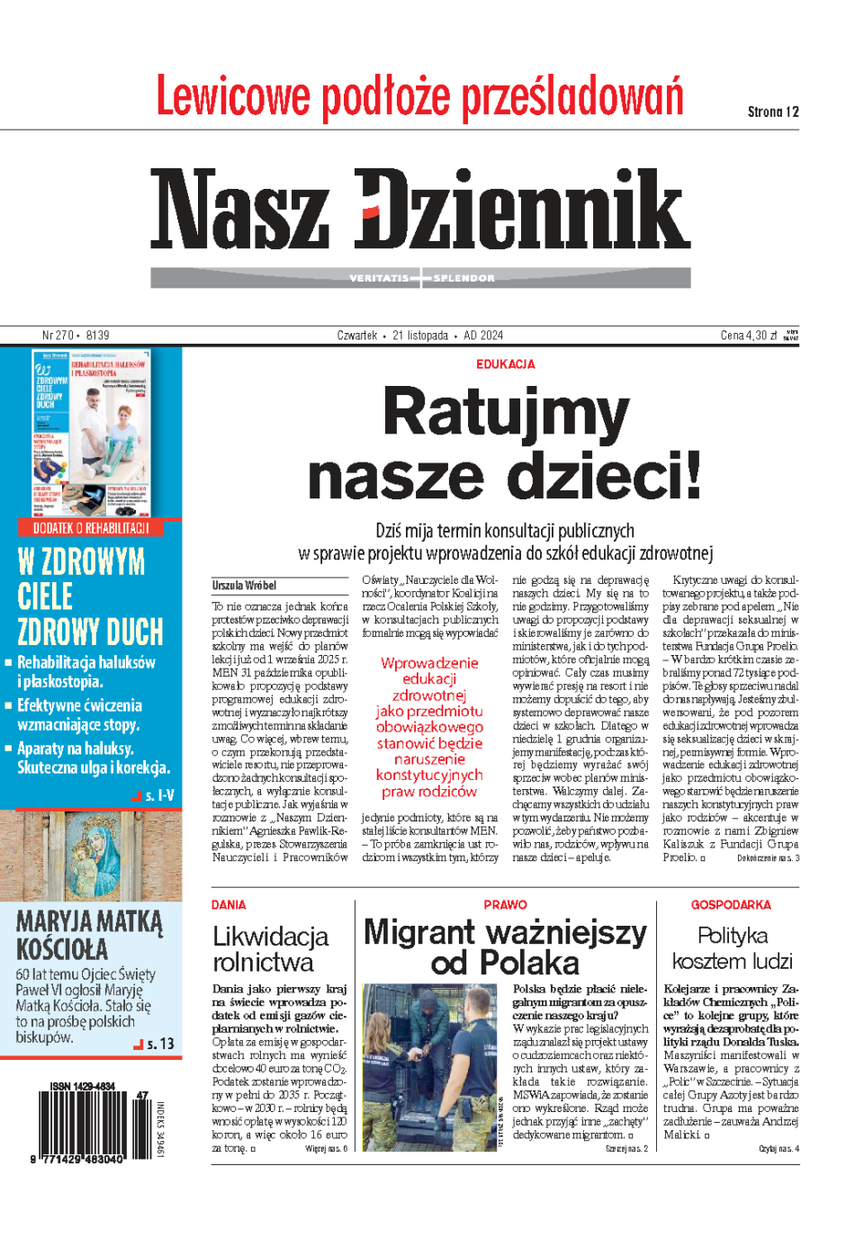 Nasz Dziennik z dnia 21.11.2024 wydanie PDF