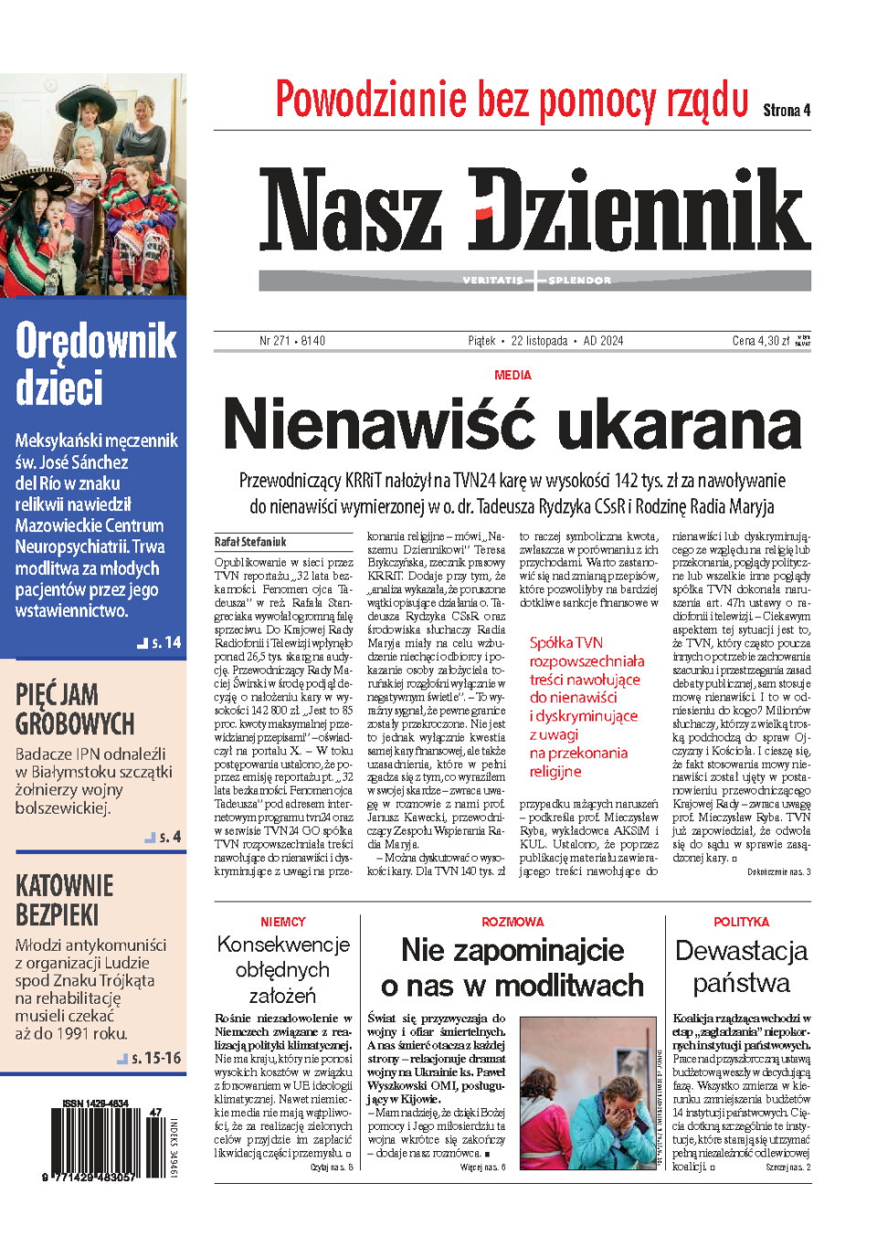 Nasz Dziennik z dnia 22.11.2024 wydanie PDF