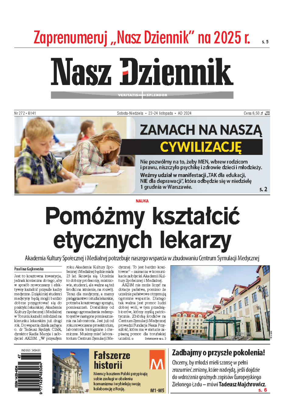 Nasz Dziennik z dnia 23.11.2024 wydanie PDF