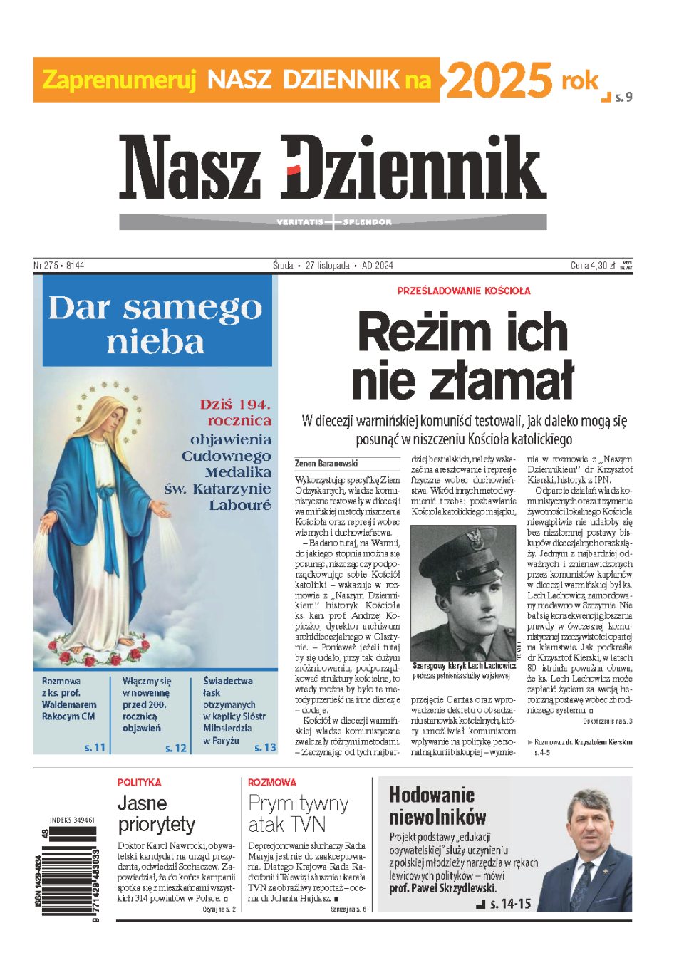 Nasz Dziennik z dnia 27.11.2024 wydanie PDF