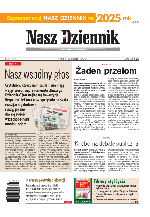 Nasz Dziennik z dnia 28.11.2024 wydanie PDF