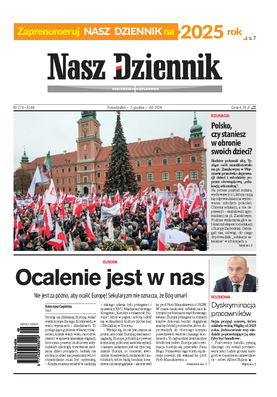 Nasz Dziennik z dnia 02.12.2024 wydanie PDF