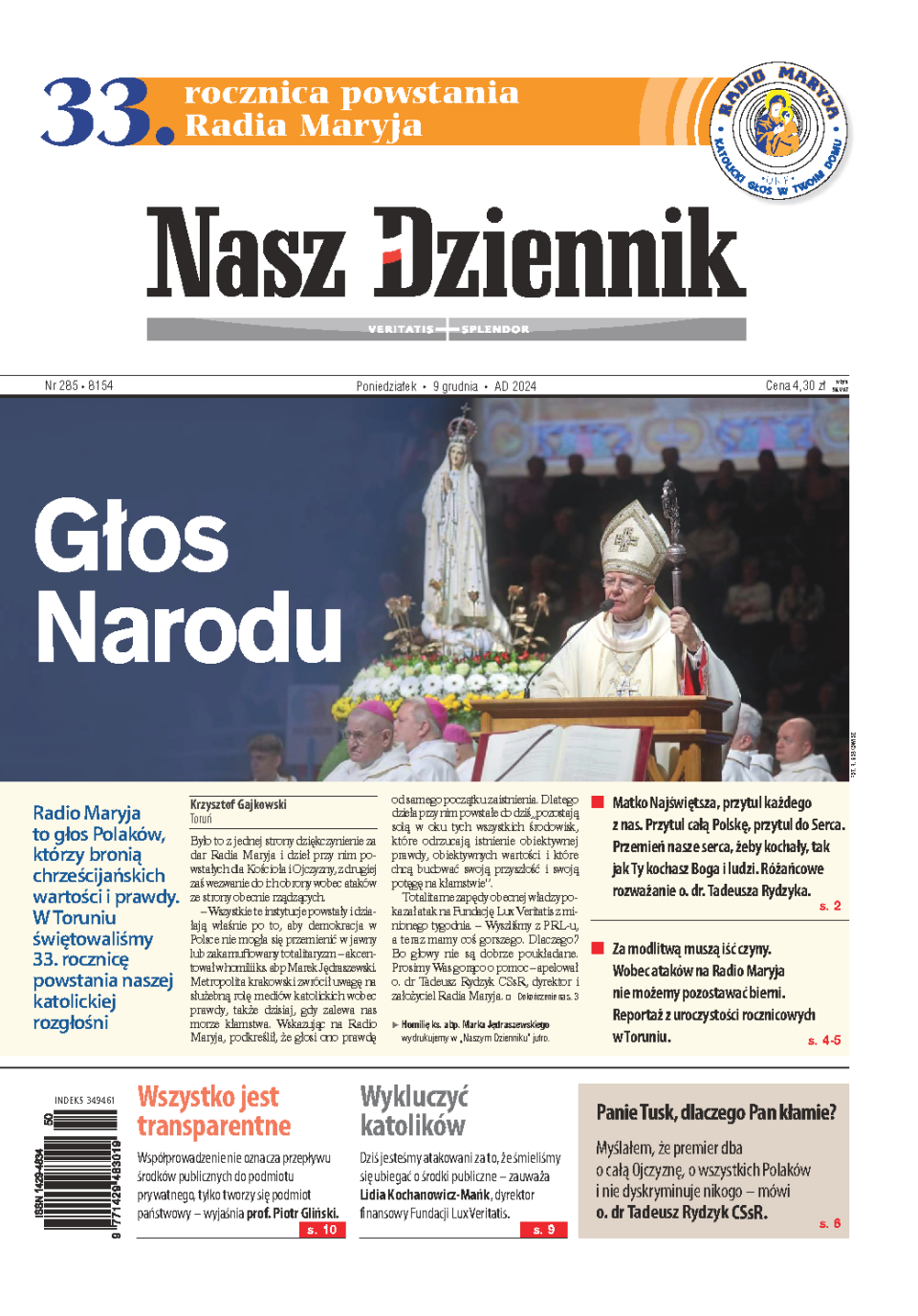Nasz Dziennik z dnia 09.12.2024 wydanie PDF