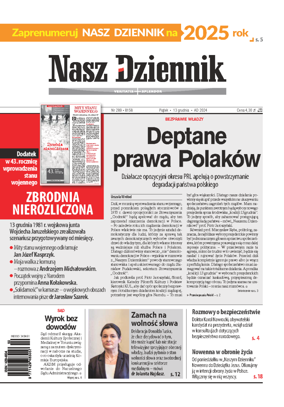 Nasz Dziennik z dnia 13.12.2024 wydanie PDF
