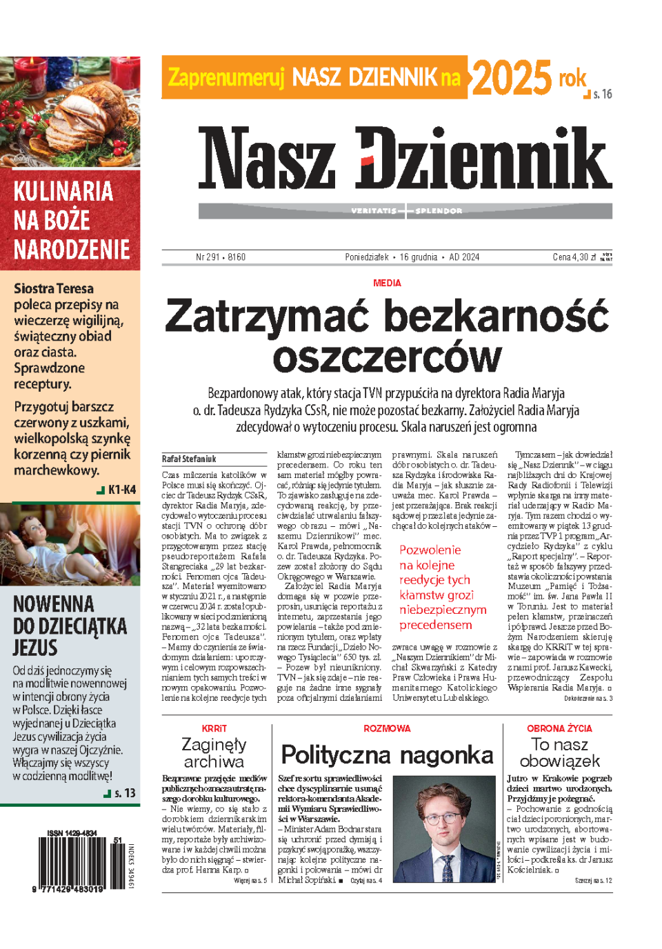 Nasz Dziennik z dnia 16.12.2024 wydanie PDF
