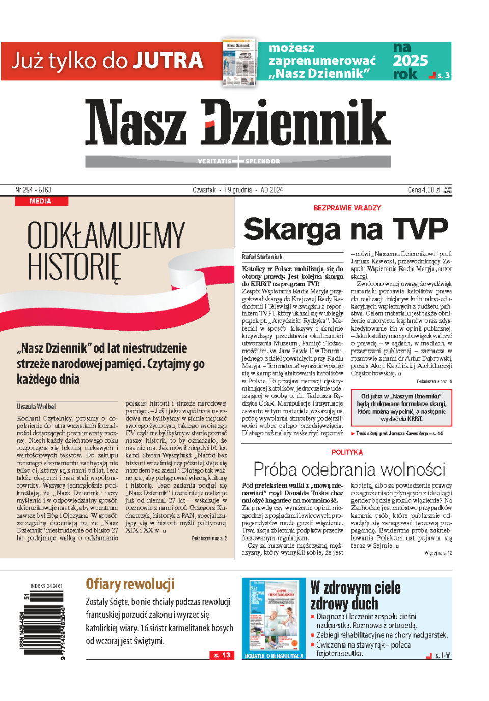 Nasz Dziennik z dnia 19.12.2024 wydanie PDF