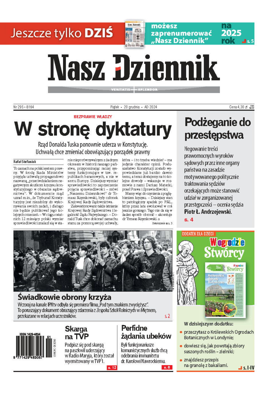 Nasz Dziennik z dnia 20.12.2024 wydanie PDF