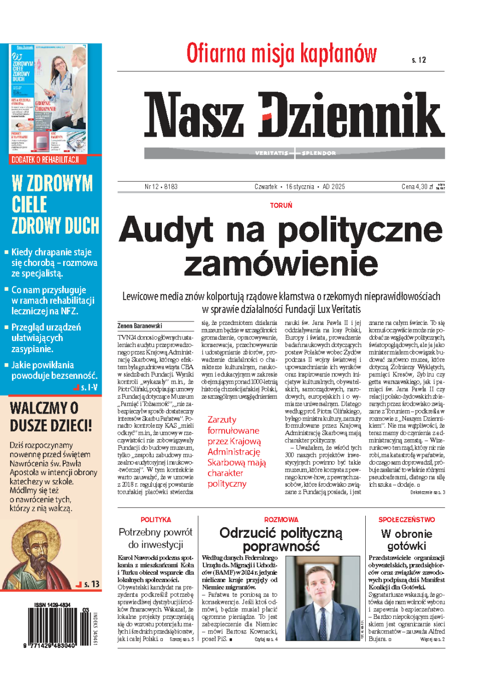 Nasz Dziennik z dnia 16.01.2025 wydanie PDF