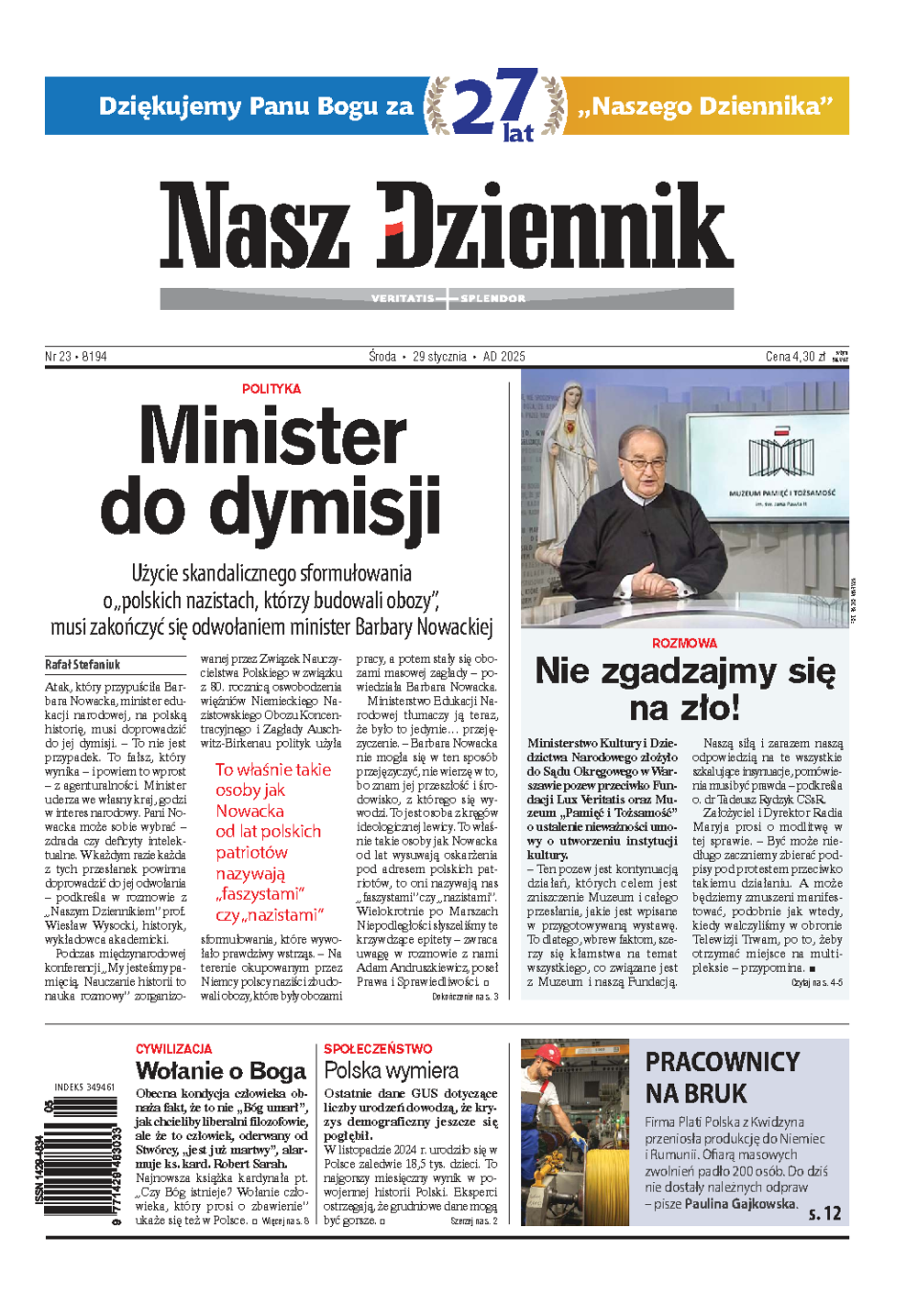 Nasz Dziennik z dnia 29.01.2025 wydanie PDF