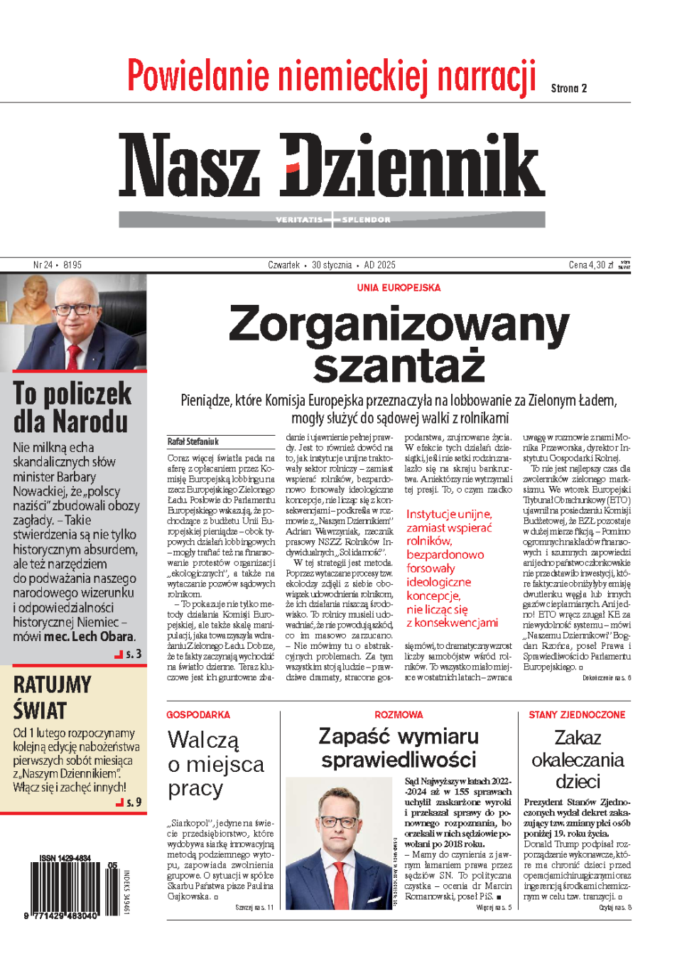 Nasz Dziennik z dnia 30.01.2025 wydanie PDF