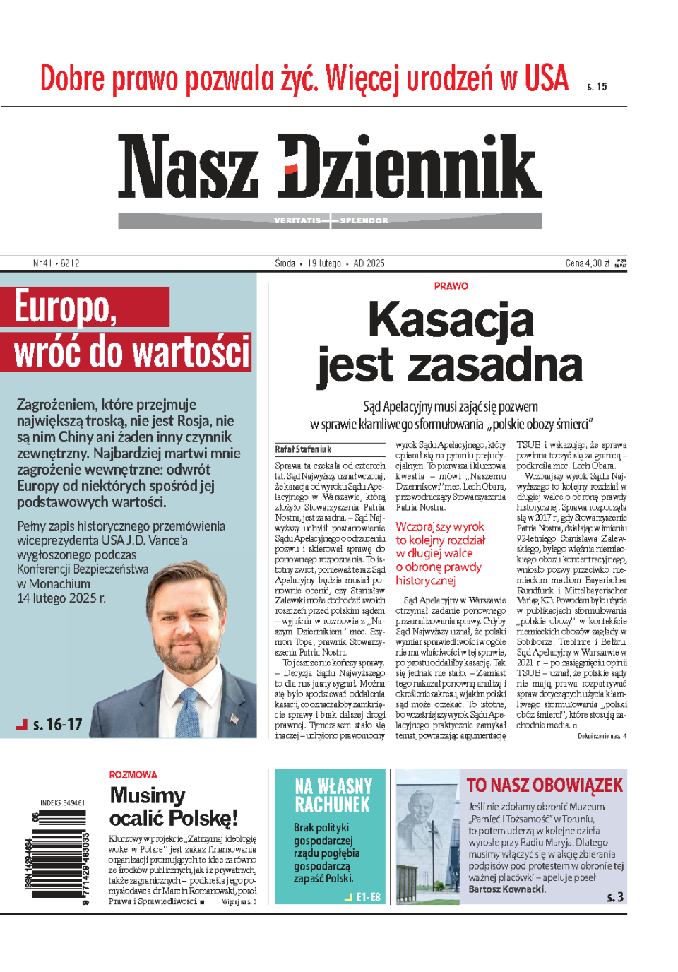 Nasz Dziennik z dnia 19.02.2025 wydanie PDF